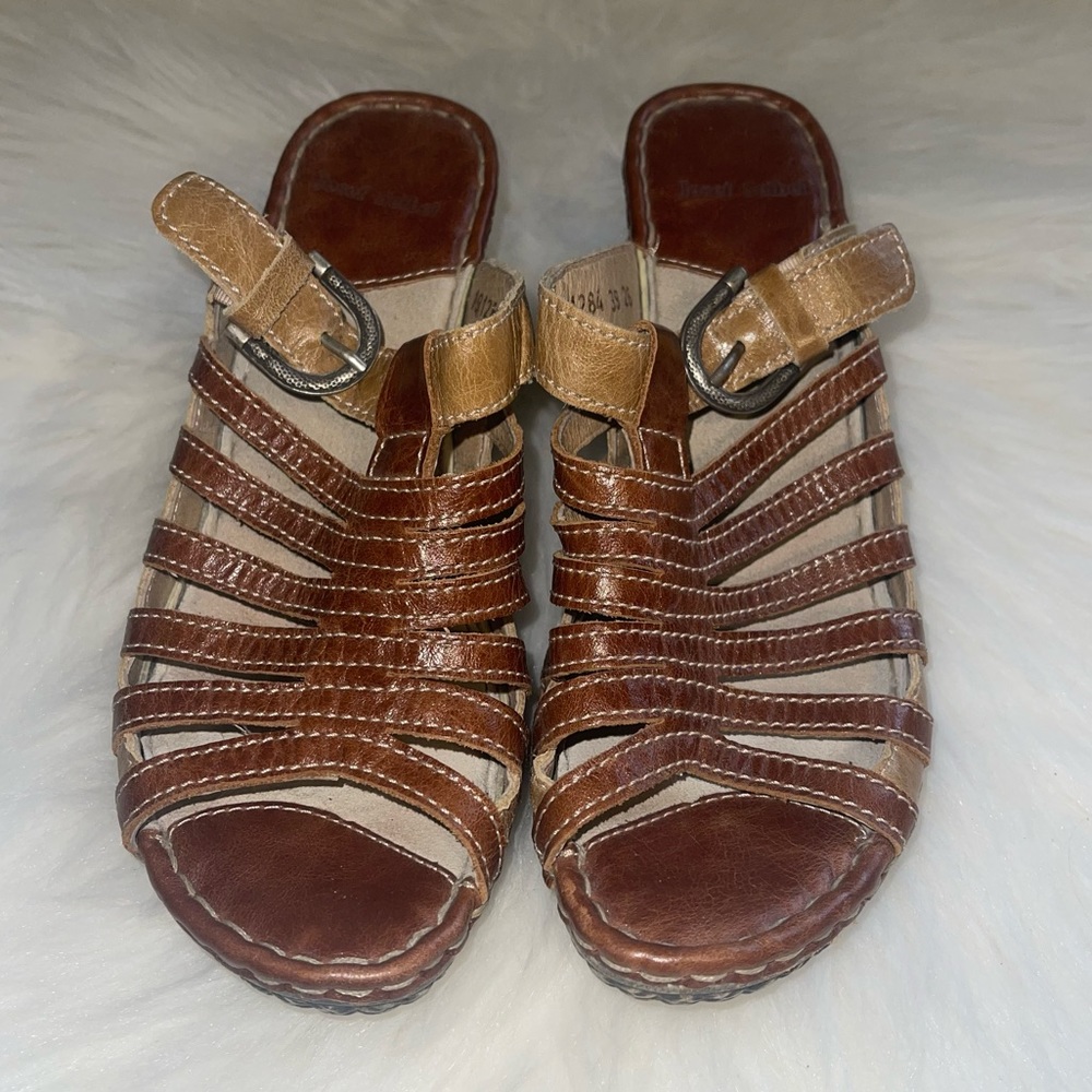 Strappy Brown Chunky Heels